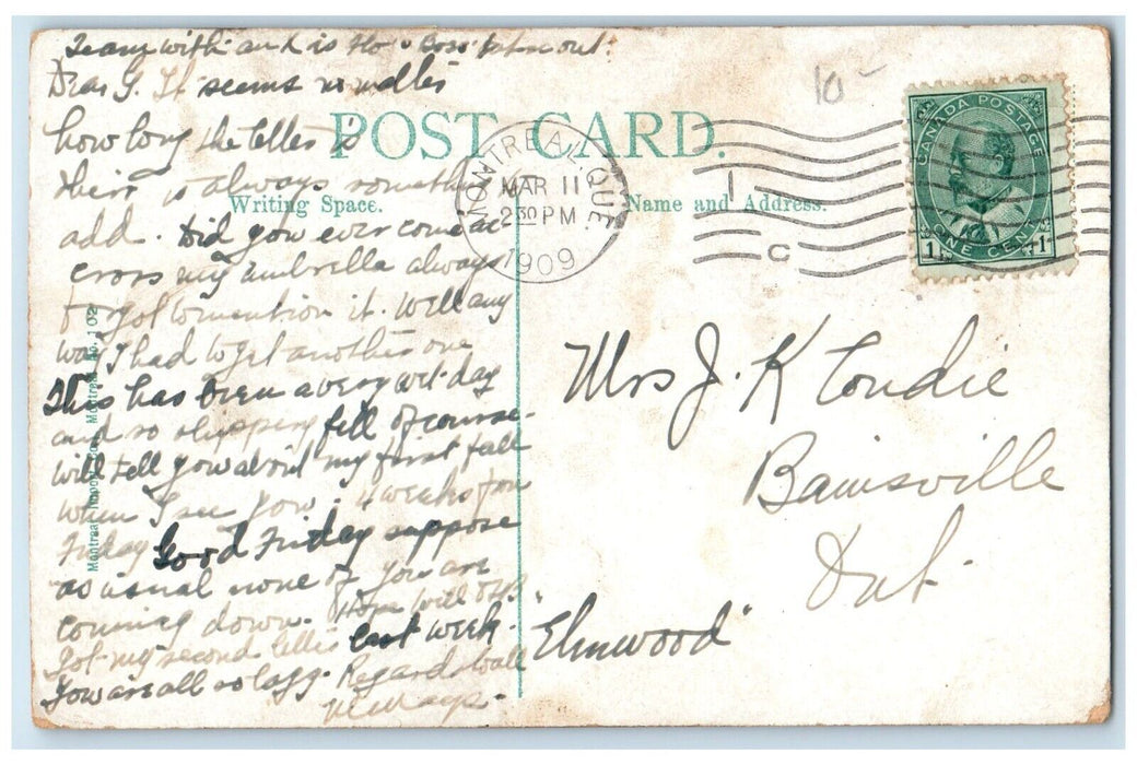 1909 Sleighing in Mount Royal Park Montreal Quebec Canada Antique Postcard