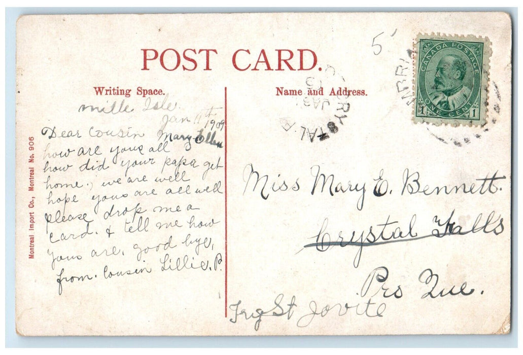 1909 Town Clock on Citadel Halifax Nova Scotia Canada Posted Postcard