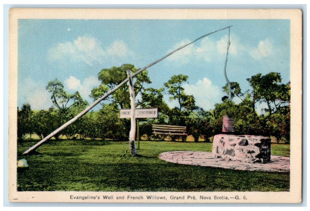 c1930's Evangeline's Well French Willows Grand Pre Nova Scotia Canada Postcard