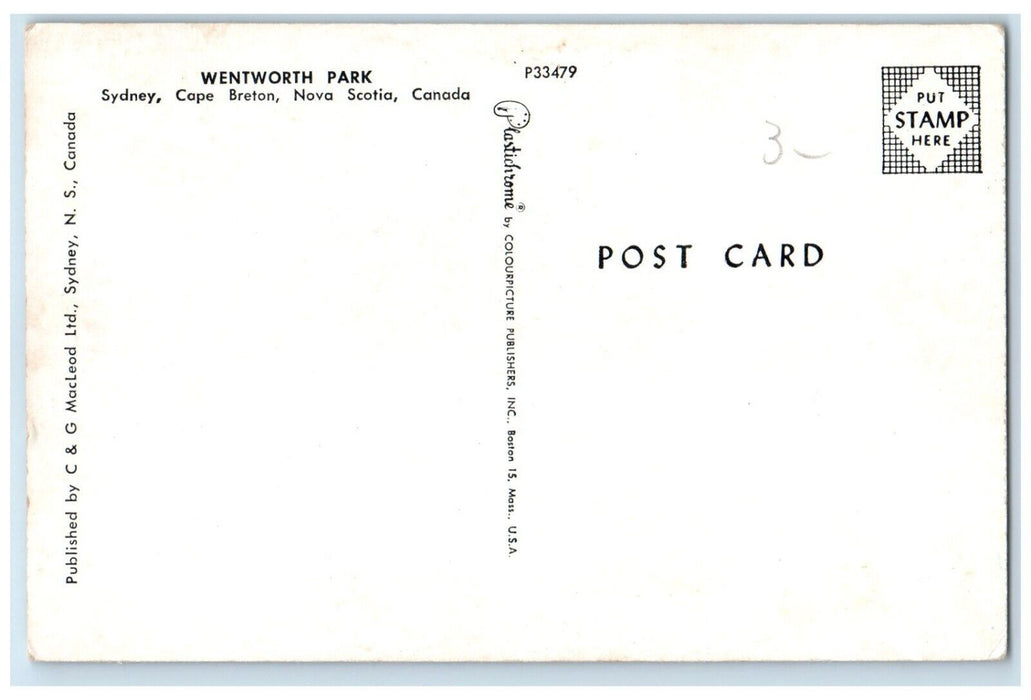 c1950's Wentworth Park Sydney Cape Breton Nova Scotia Canada Postcard
