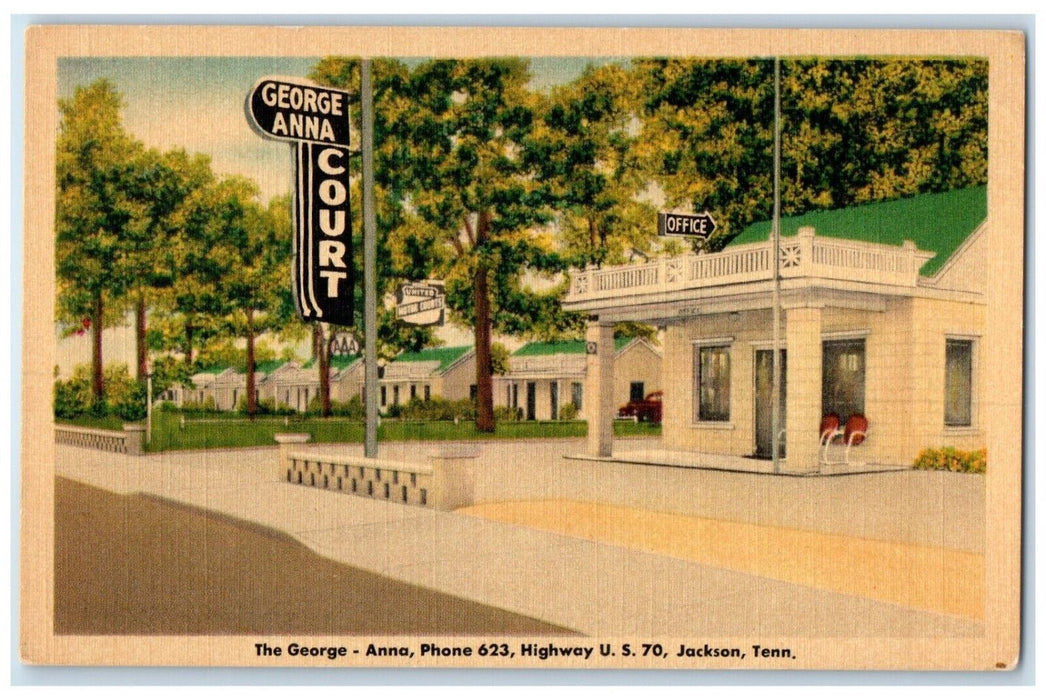c1930's George Anna Courts Office Scene Street Jackson Tennessee TN Postcard
