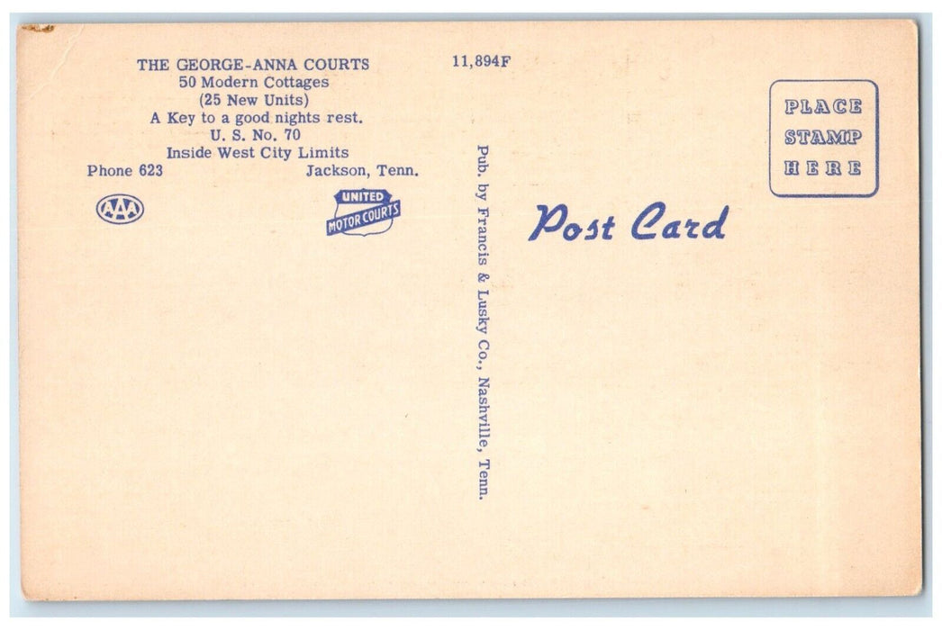 c1930's George Anna Courts Office Scene Street Jackson Tennessee TN Postcard