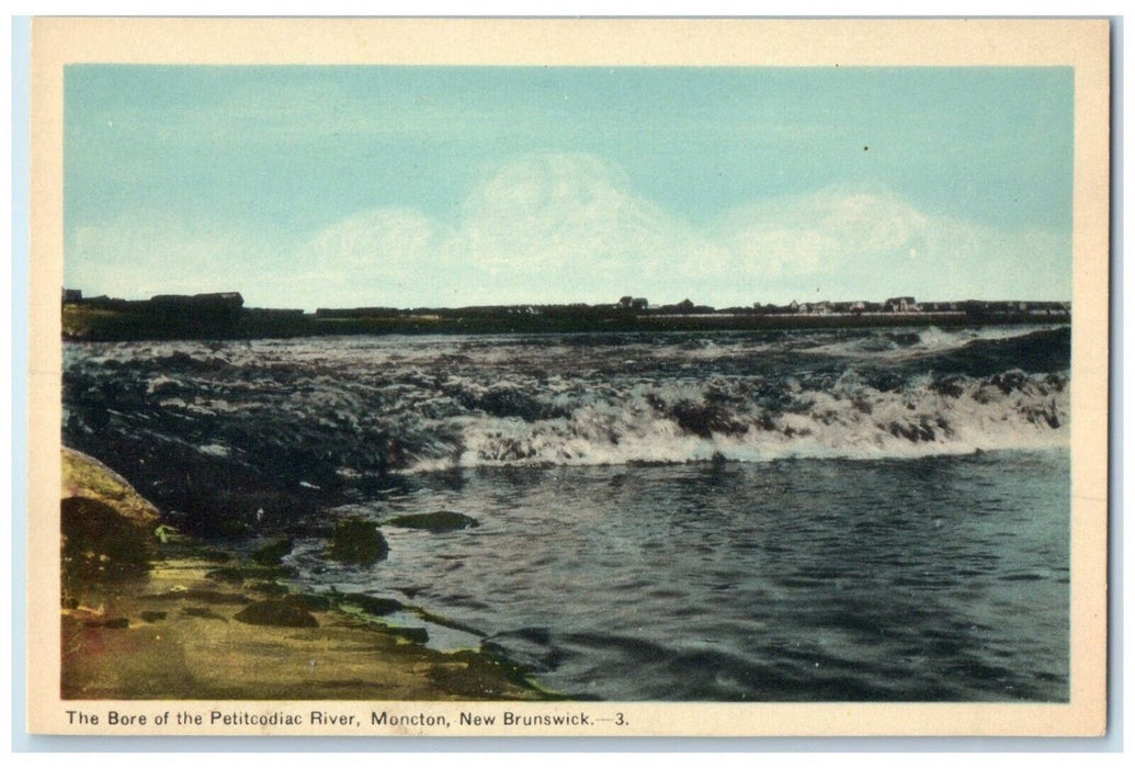 c1940's The Bore of the Petitcodiac River Moncton NB Canada Postcard
