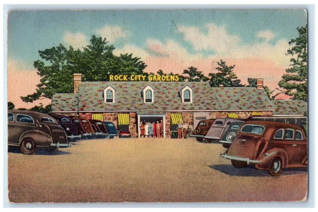 1941 Rock City Gardens Cars Lookout Mountain Tennessee TN Vintage Postcard