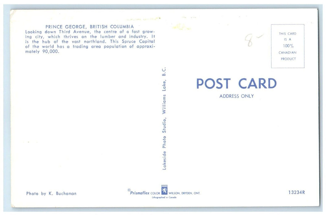 c1950's Shoes Store Mens Wear Prince George British Columbia Canada Postcard