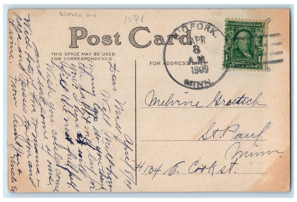 1909 Easter Baby Chicks Eggs Bigfork Minnesota MN Posted Antique Postcard