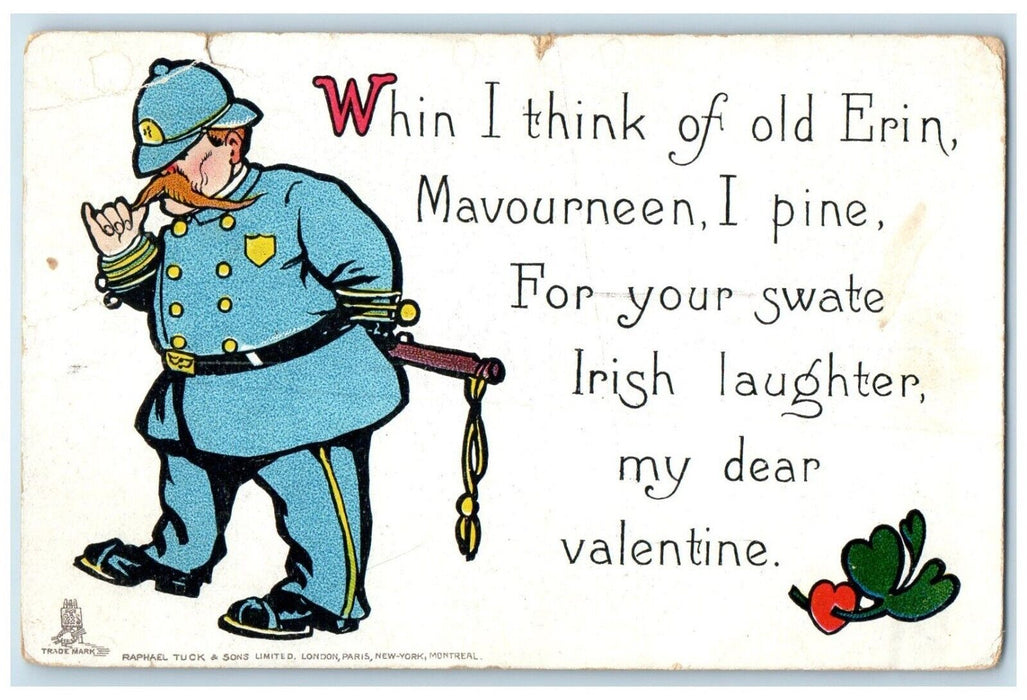 1908 Valentine Police Old Erin Mavourneen Tuck's La Grande Oregon OR Postcard