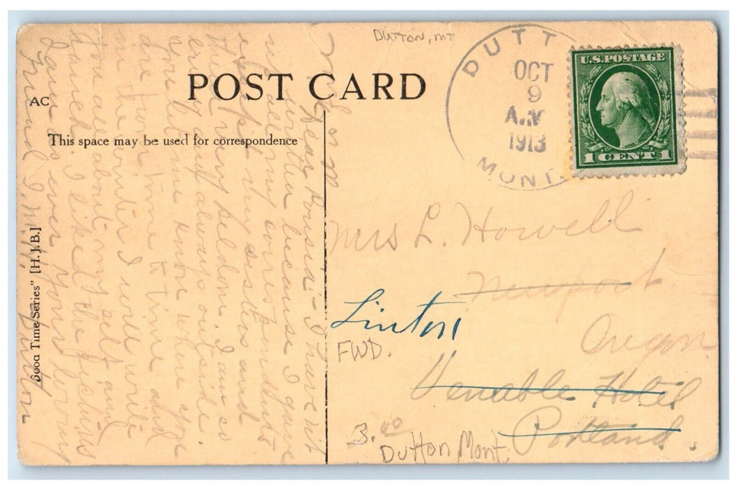 1913 Couple Romance Fence See If I Care Dutton Montana MT Antique Postcard