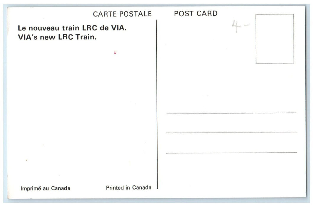 c1960's Photo of 6903 VIA's New LRC Train Canada Unposted Vintage Postcard