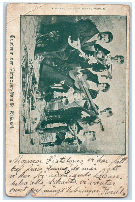 1902 Souvenir of the Krausel Family of Virtuosi Sweden Antique Posted Postcard