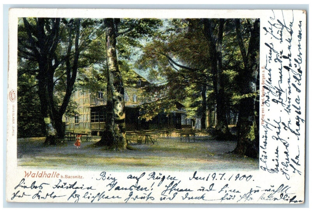 1900 Park Scene Waldhalle Sassnitz Germany Posted Antique Postcard