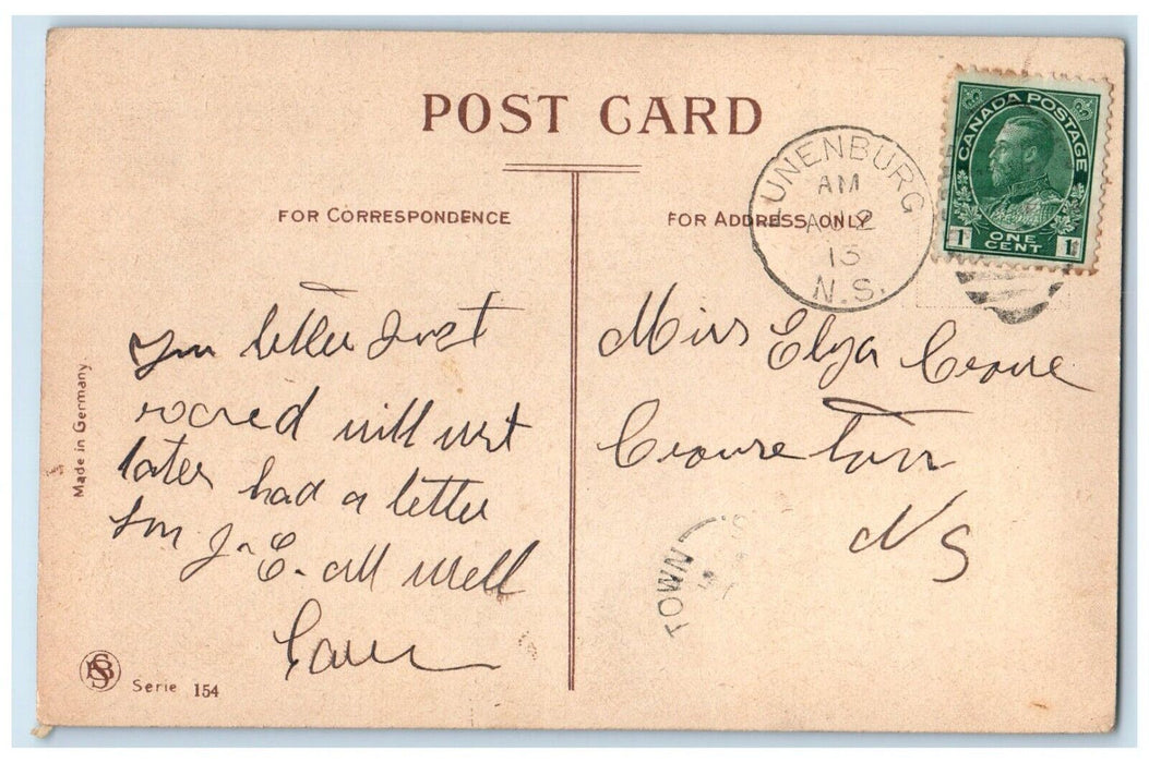 1913 Dutch Little Sweetheart Umbrella Lunenburg Nova Scotia Canada Postcard