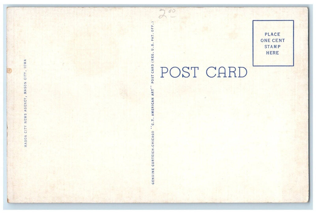 1940 Scenic View Willow Creek Bridge Mason City Iowa IA Vintage Antique Postcard