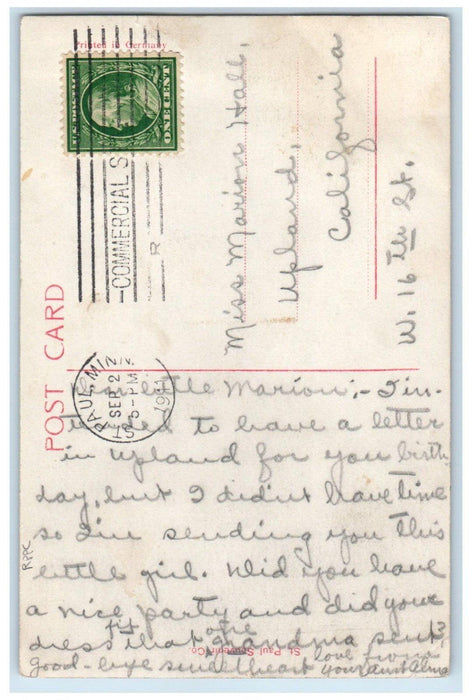 1911 Pretty Girl Curly Hair Studio St. Paul Minnesota MN RPPC Photo Postcard