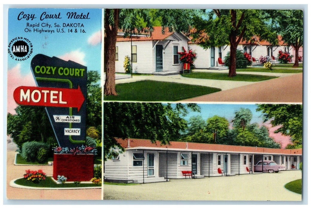 c1960's Cozy Court Motel Rapid City South Dakota SD Multiview Vintage Postcard