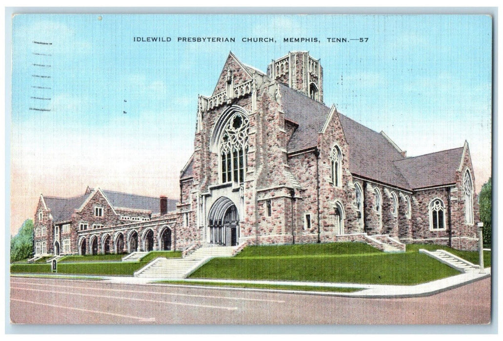 1940 Idlewild Presbyterian Church Scene Street Memphis Tennessee TN Postcard