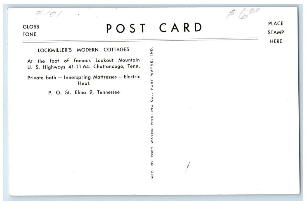 c1930's Lockmiller's Tourist Court St. Elmo Tennessee TN Vintage Postcard