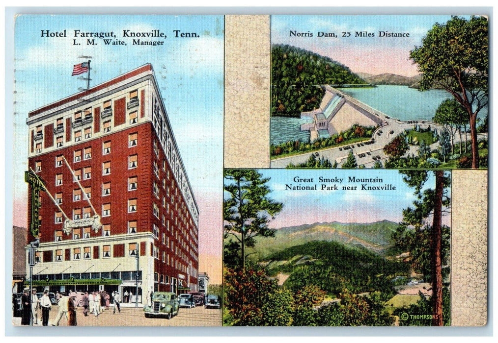 1938 Hotel Farragut Building Knoxville Tennessee TN Multiview Vintage Postcard