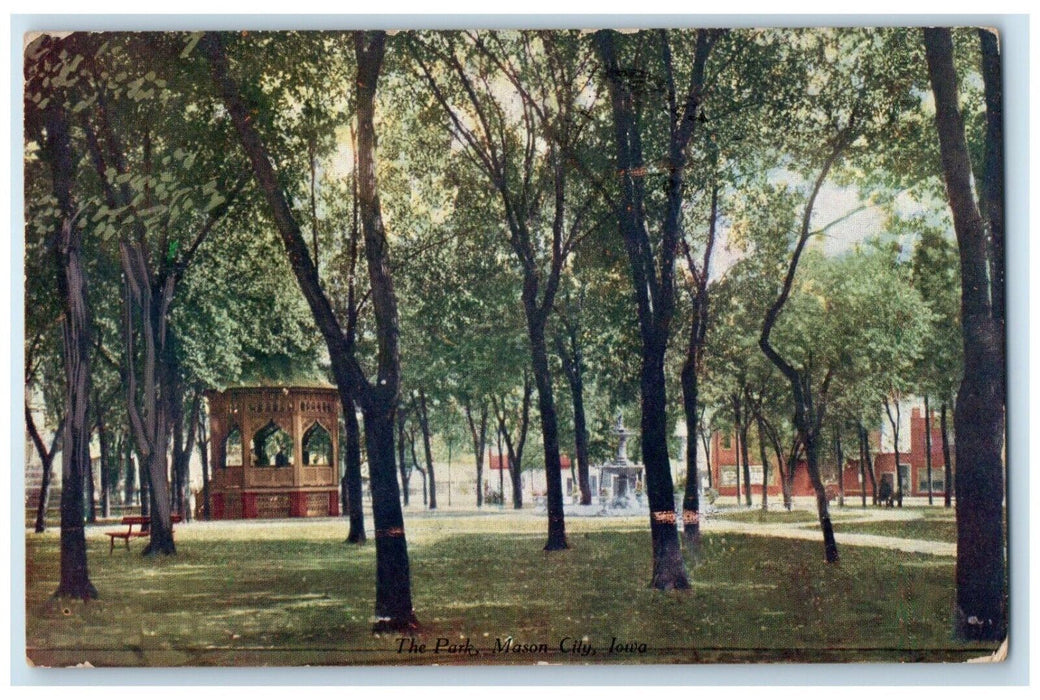 1909 Scenic View Park Trees Picnic Field Mason City Iowa Posted Vintage Postcard