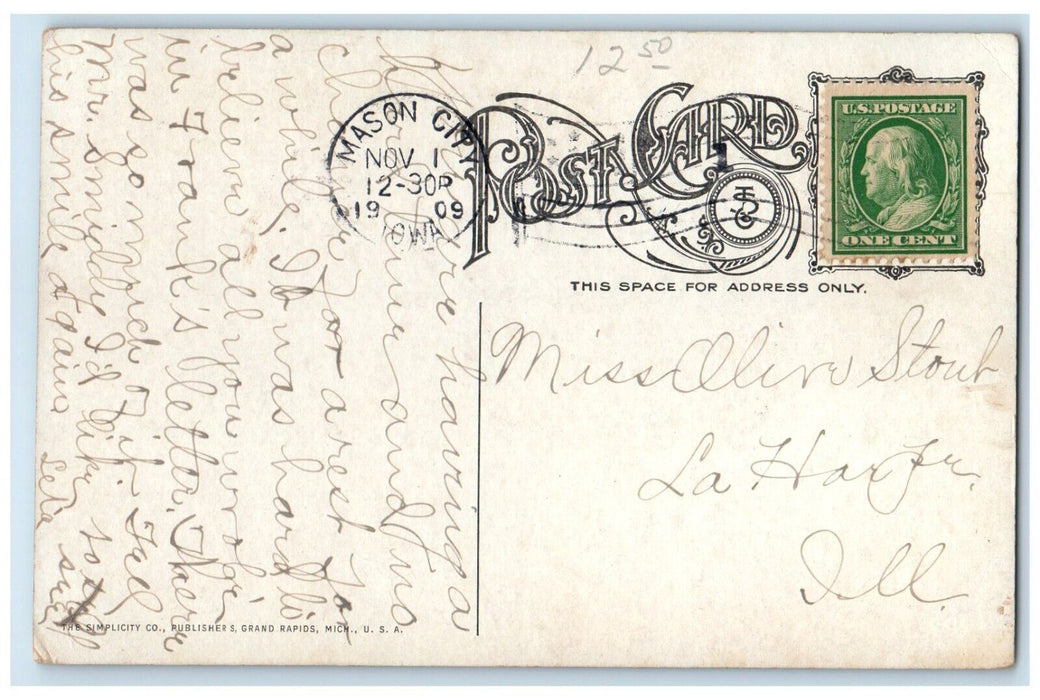 1909 Scenic View Park Trees Picnic Field Mason City Iowa Posted Vintage Postcard