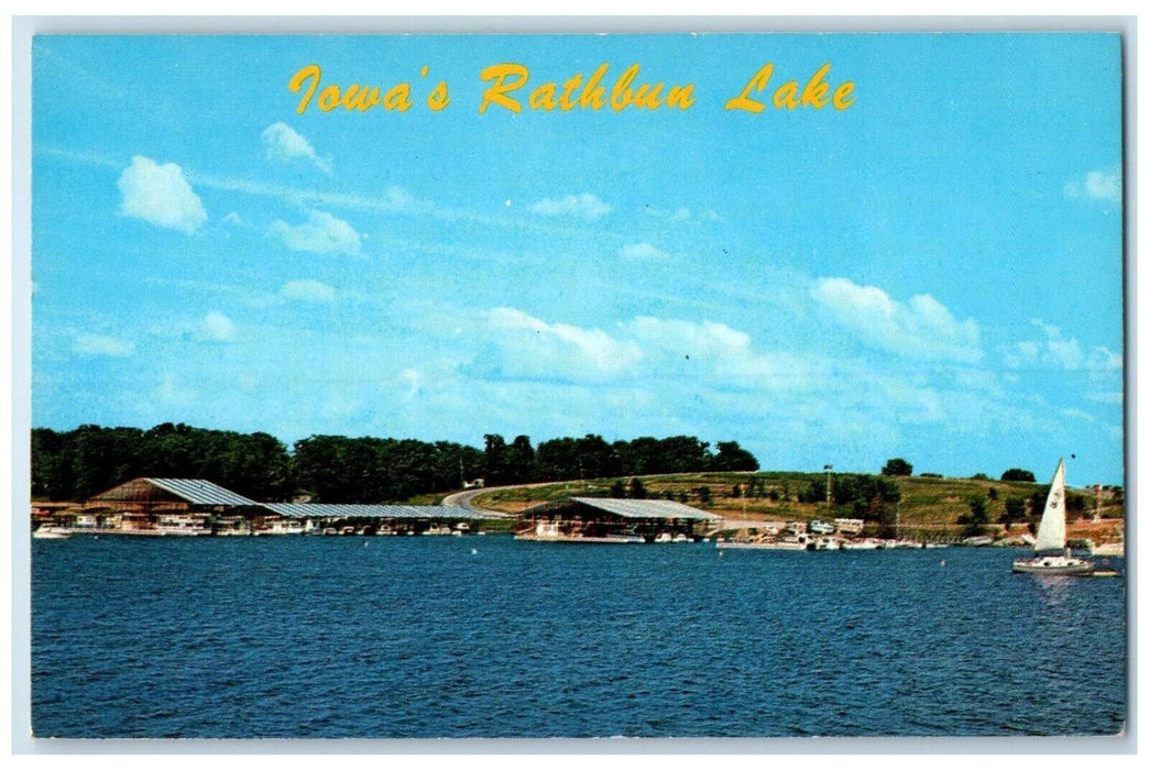 c1970 Scenic View Rathbun Lake Marina Rathbun Lake Moravia Iowa Antique Postcard