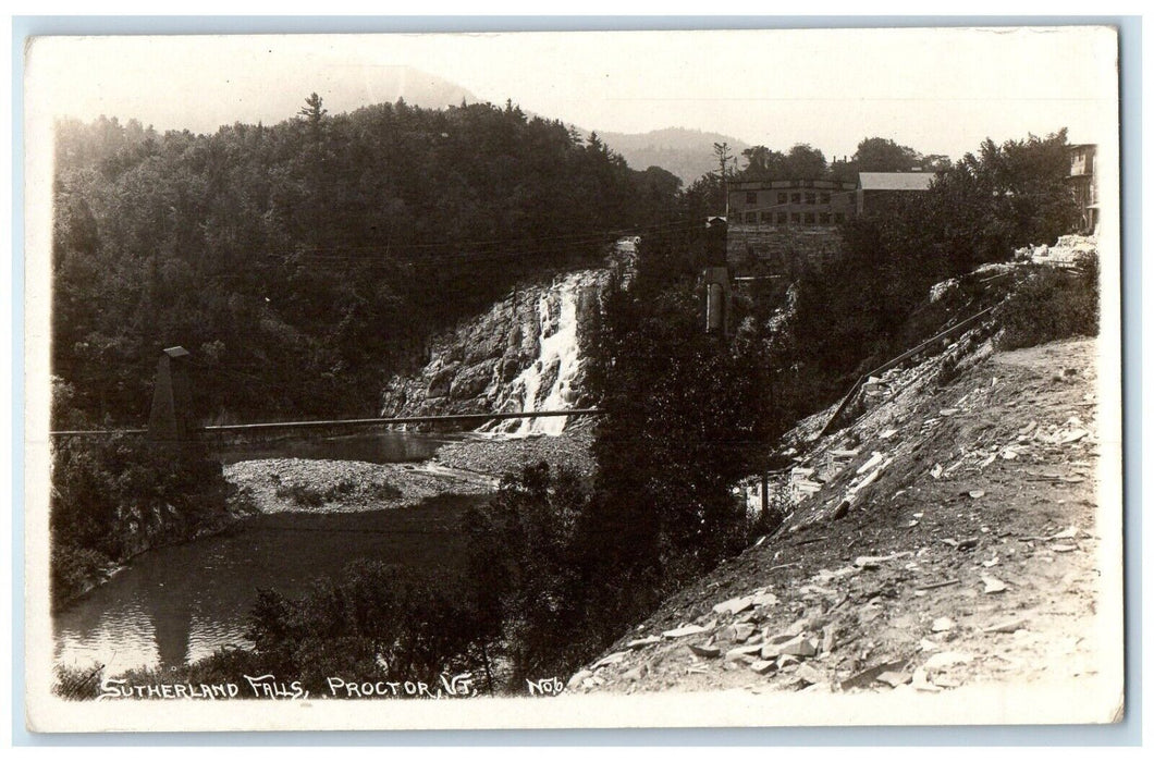 c1910's Sutherland Falls Waterfall Proctor Vermont VT RPPC Photo Postcard
