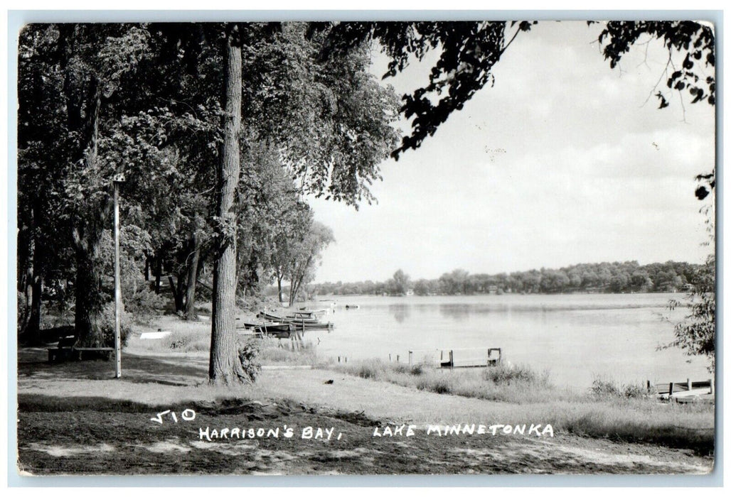 1954 Harrison's Bay Lake Minnetonka Spring Park Minnesota MN RPPC Photo Postcard