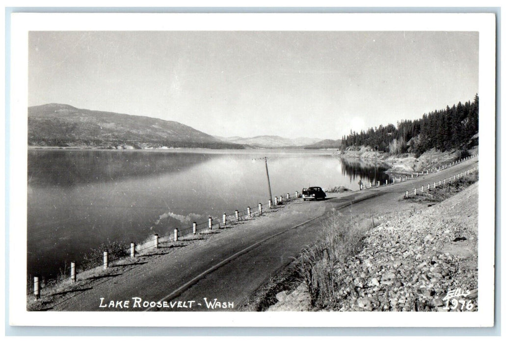 c1910's View Of Lake Roosevelt Washington WA, Car Ellis RPPC Photo Postcard