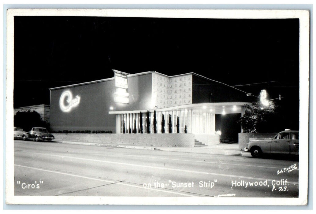 1950 Ciro's On The Sunset Strip Hollywood California CA Cars RPPC Photo Postcard