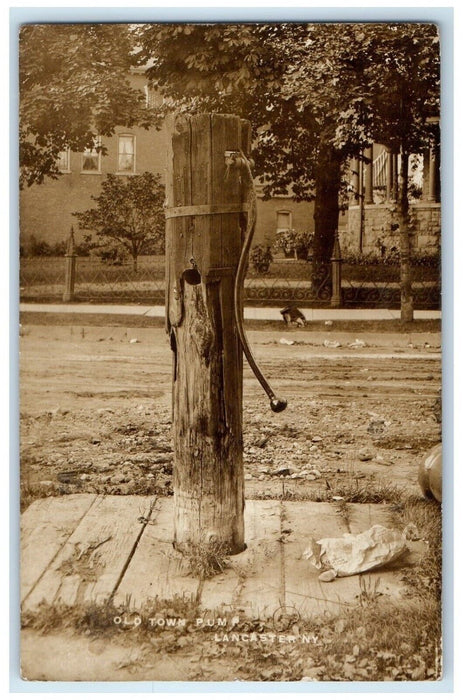 c1910's Old Town Pump Lancaster New York NY RPPC Photo Posted Antique Postcard