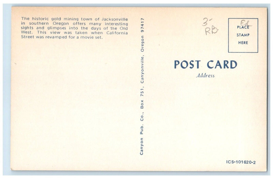 1960 Busy Day Historic Gold Mining Town Jacksonville Oregon OR Unposted Postcard