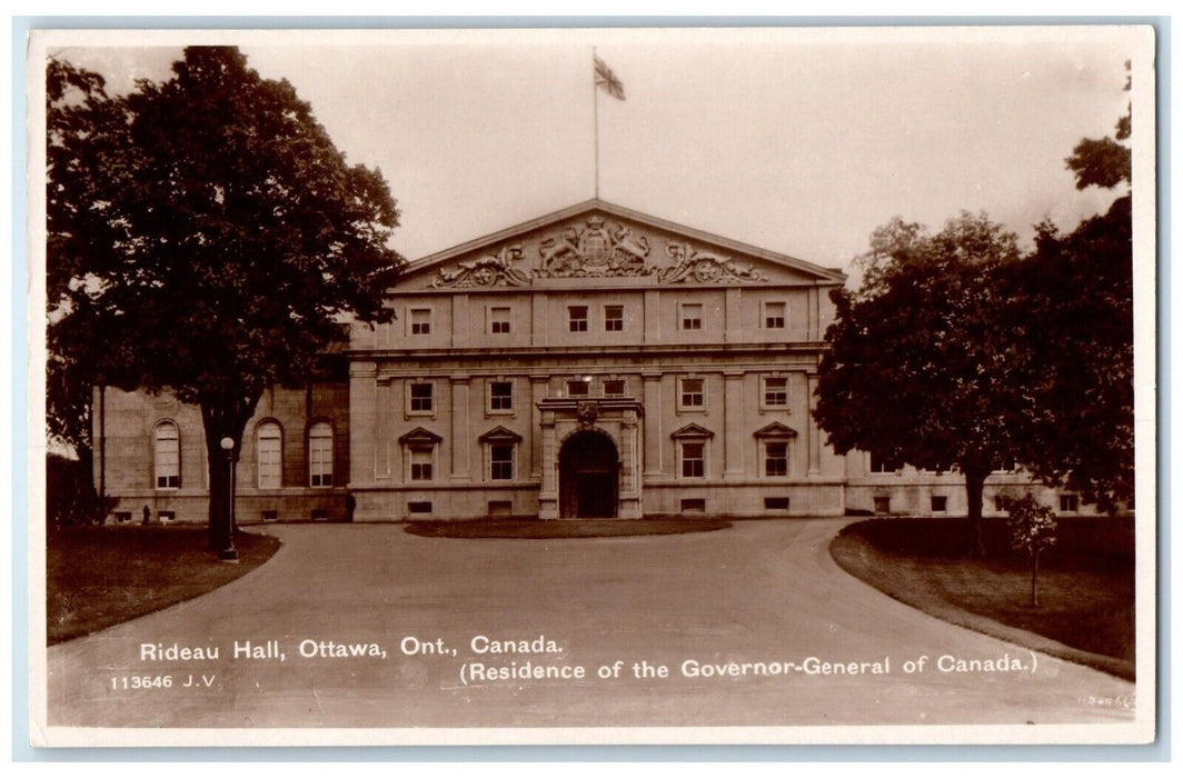 c1940's Rideau Hall Ottawa Ontario Canada, Residence Of Gov. RPPC Photo Postcard