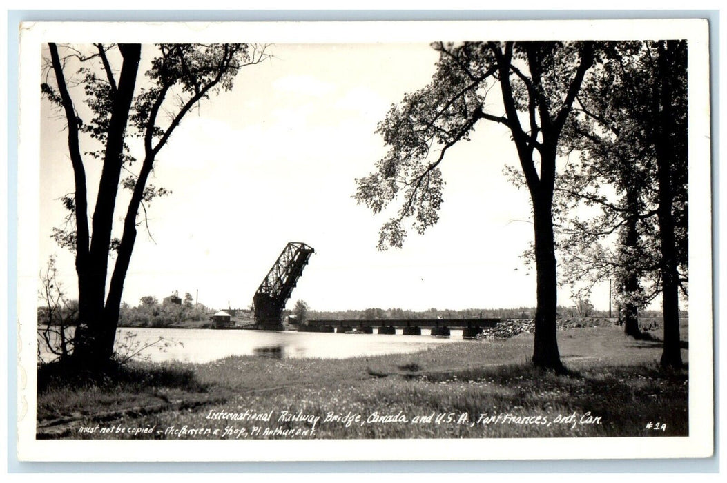 International Railway Bridge Canada USA Fort Frances Canada RPPC Photo Postcard