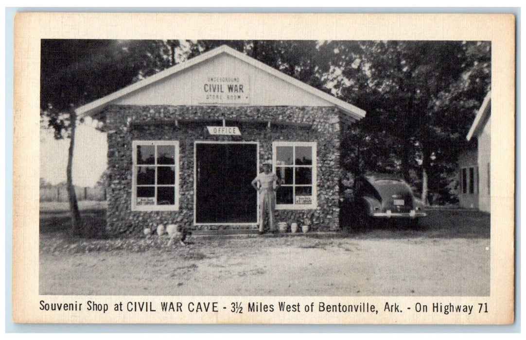 1940 Exterior View Souvenir Shop Civil War Cave Bentonville Arkansas AR Postcard