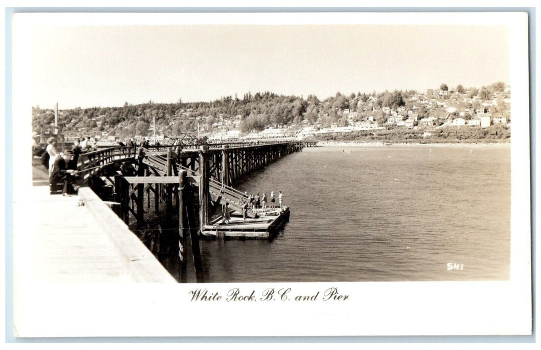 c1940's White Rock British Of Columbia And Pier Canada RPPC Photo Postcard