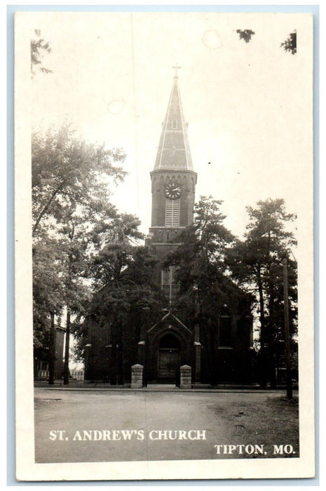 c1940's St. Andrews Church Tipton Missouri MO RPPC Photo Vintage Postcard