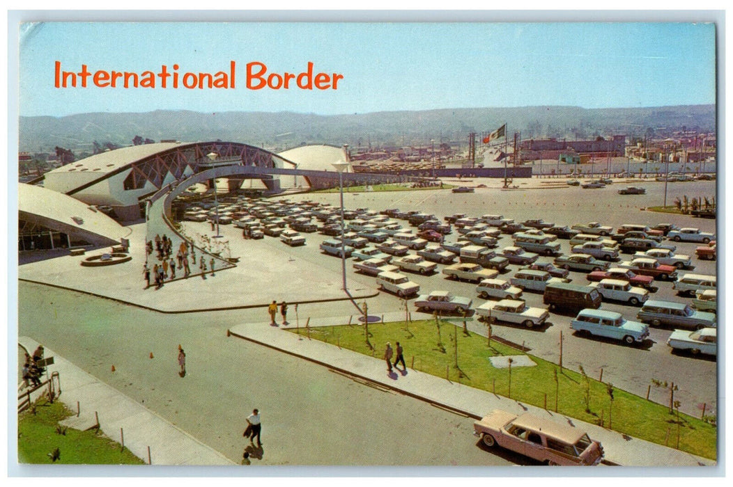 c1950's Aerial View of International Border at Tijuana Baja C Mexico Postcard