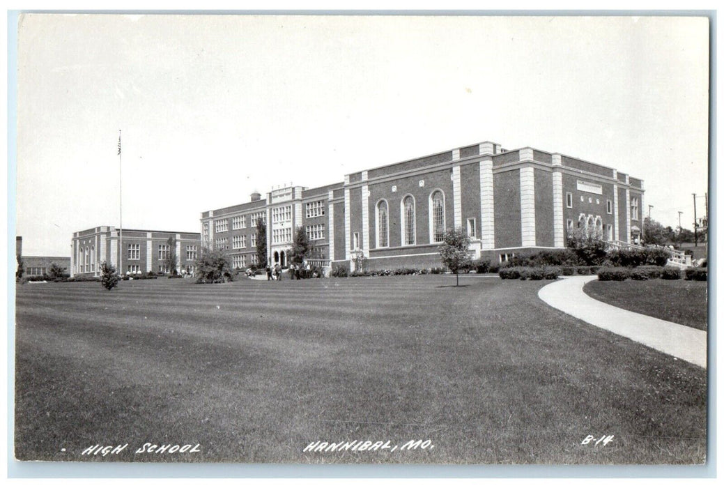 c1940's High School Building Hannibal Missouri MO RPPC Photo Vintage Postcard