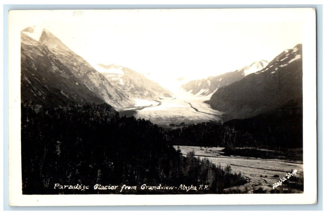 1940 Paradise Glacier From Grandview Alaska AK RR RPPC Photo Vintage Postcard