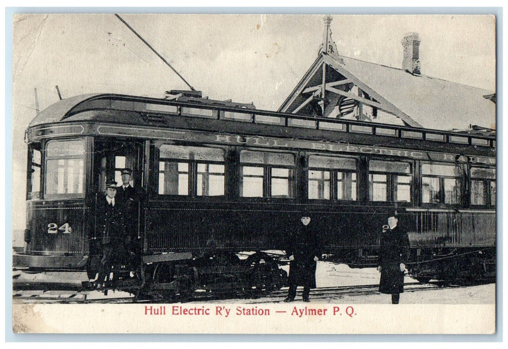 c1910 Hull Electric Railway Station Aylmer Quebec Canada Antique Postcard