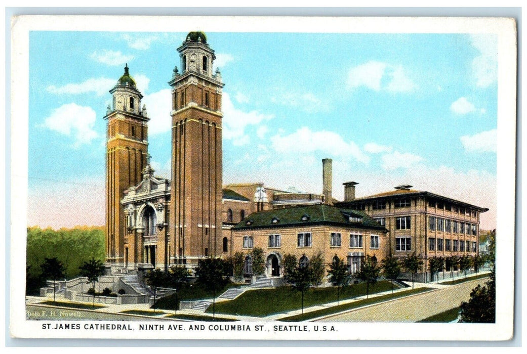 c1920 St. James Cathedral Ninth Ave. Columbia St. Seattle USA Vintage Postcard