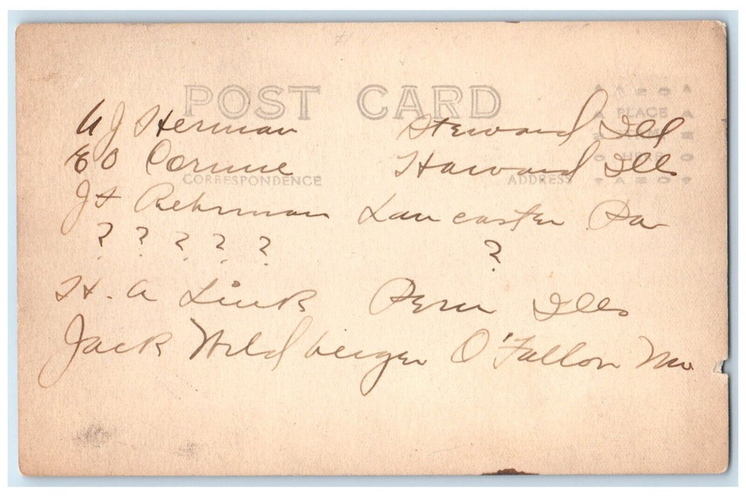 c1910's WW1 Chow Line Humor Soldiers Steward Harvard IL RPPC Photo Postcard