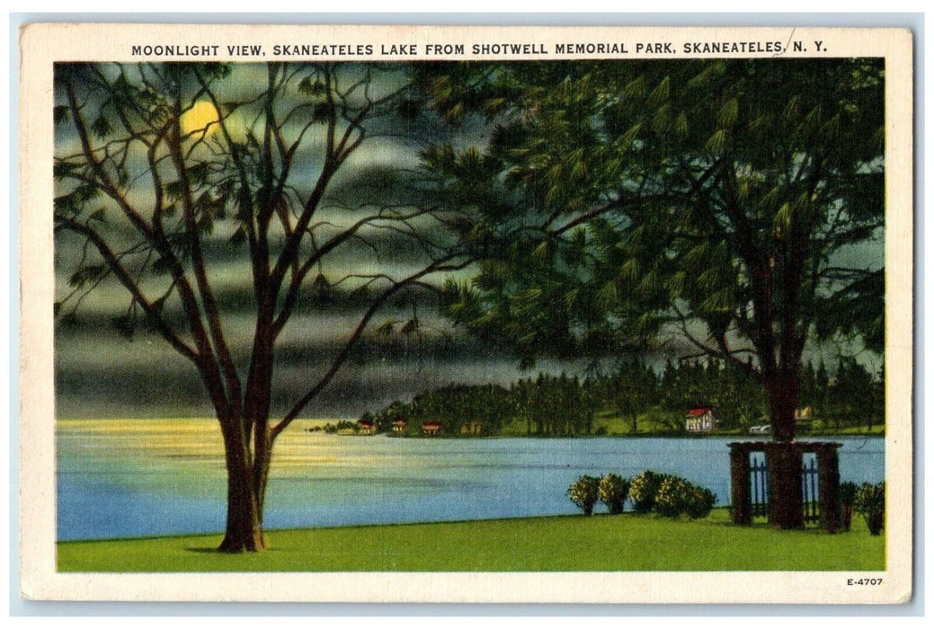 c1940 Moonlight View Skaneateles Lake Shotwell Memorial Park New York Postcard