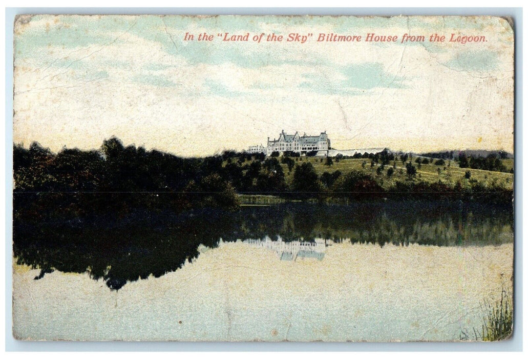 c1910 Land Sky Biltmore House Exterior Building Lagoon North Carolina Postcard