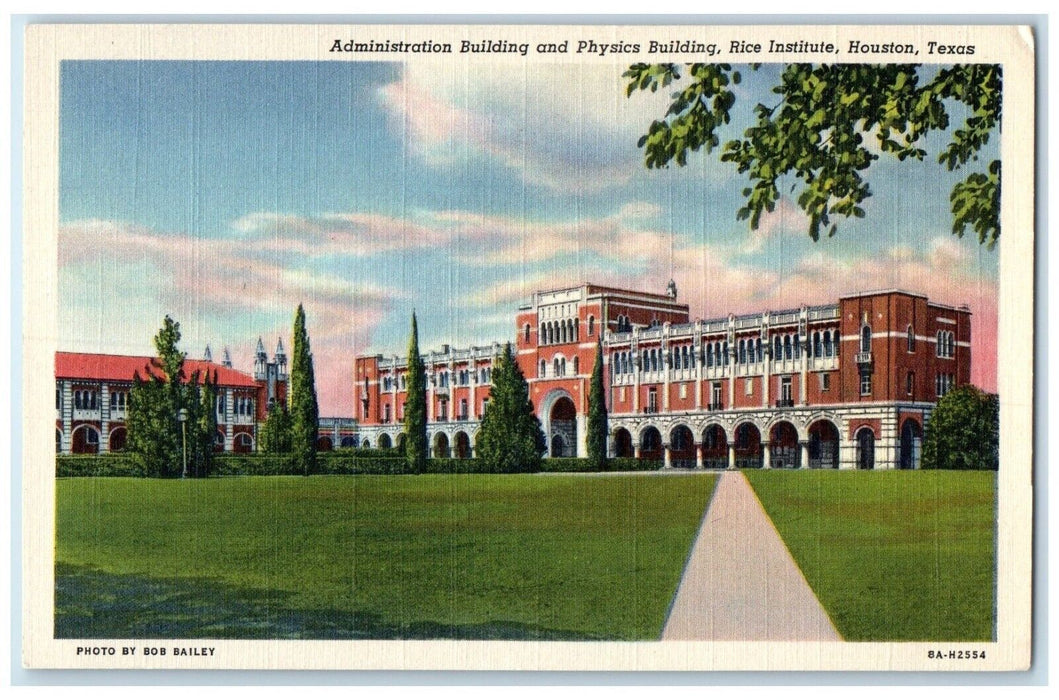 c1940 Administration Building Physics Building Rice Institute Houston Postcard