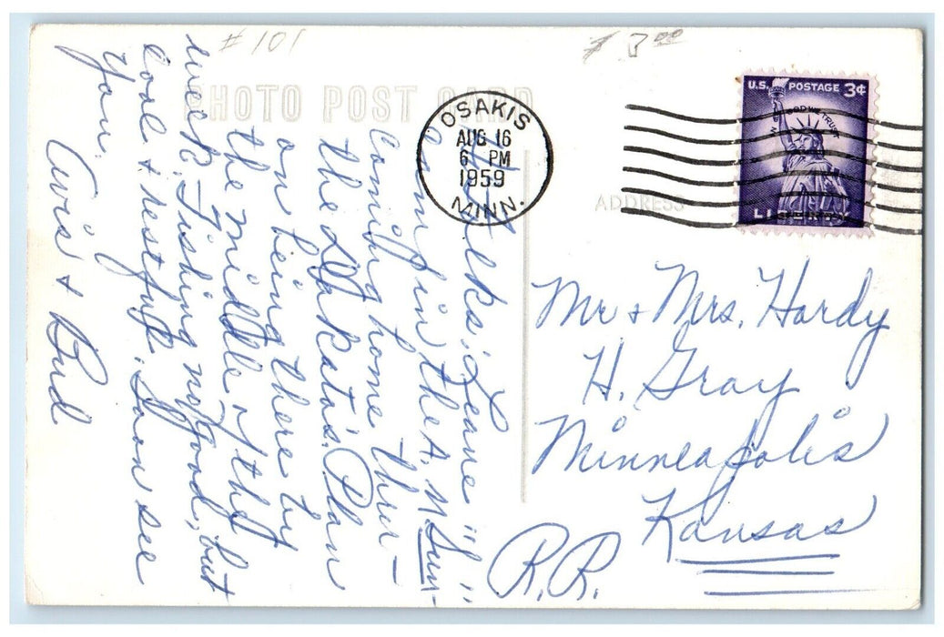 1959 Black Bass Fishes Osakis Minnesota MN RPPC Photo Posted Vintage Postcard