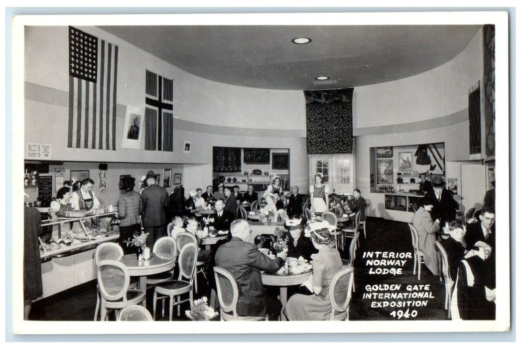 Interior Norway Lodge Golden Gate International Expo RPPC Photo Vintage Postcard