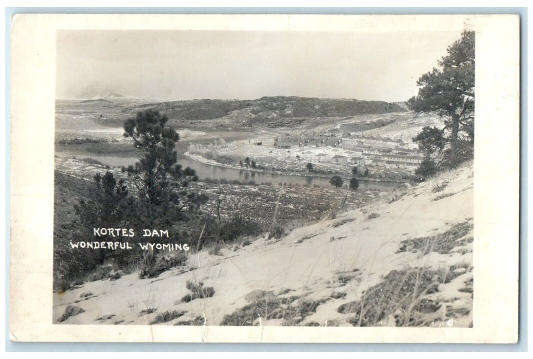c1940's View Of Kortes Dam Wonderful Wyoming WY RPPC Photo Vintage Postcard