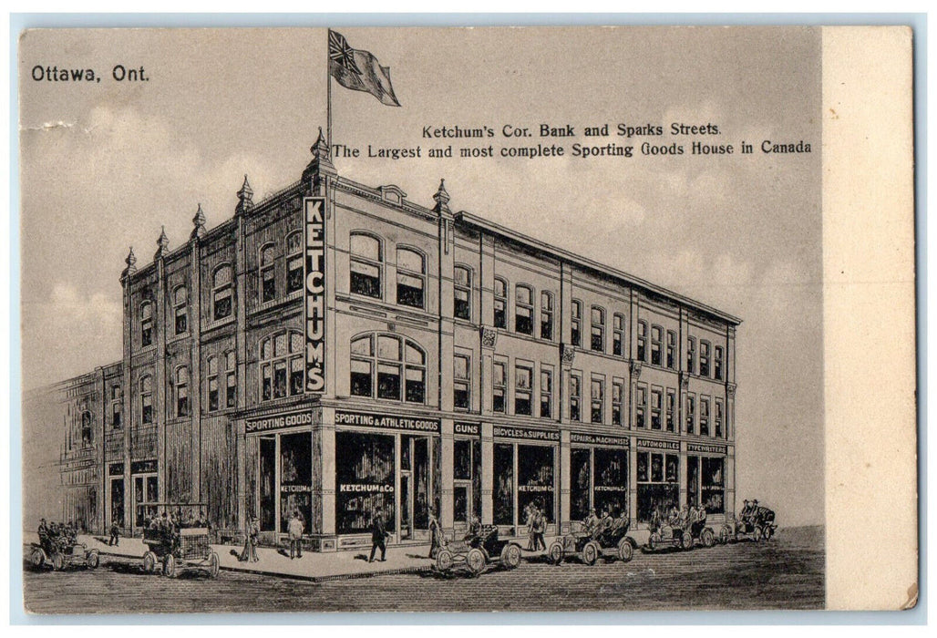 1906 Ketchum's Corner Bank and Sparks Streets Ottawa Ontario Canada Postcard