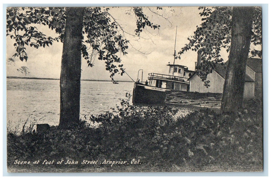 c1910 Scene at Foot of John Street Arnprior Ontario Canada Antique Postcard